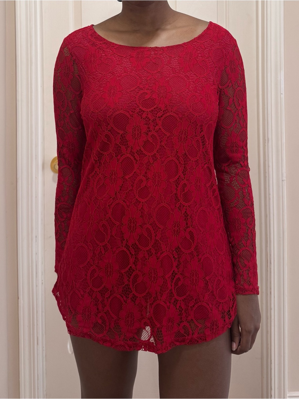 red lace top/tunic